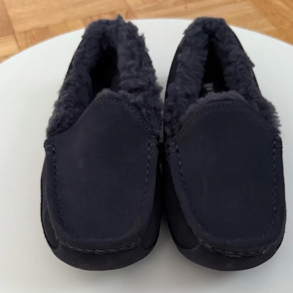 UGG Kids Gray Fur-Lined Moccasins